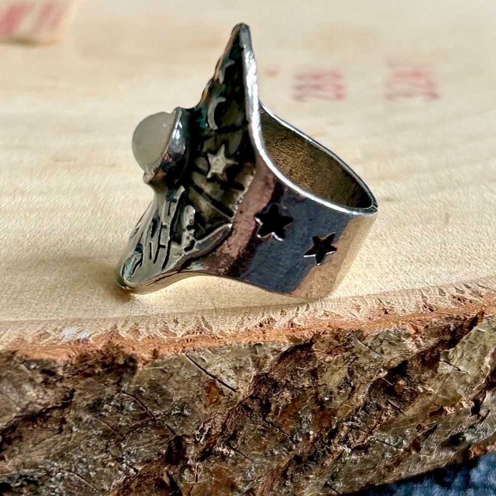 Dark Whimsigoth Magical Palm Reading Magic Unique Carved Chunky Statement Ring - Picture 4 of 7